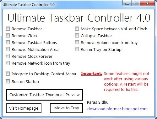 Ultimate Taskbar Controller Screenshot