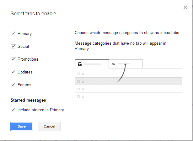 Gmail Inbox Tabs Settings